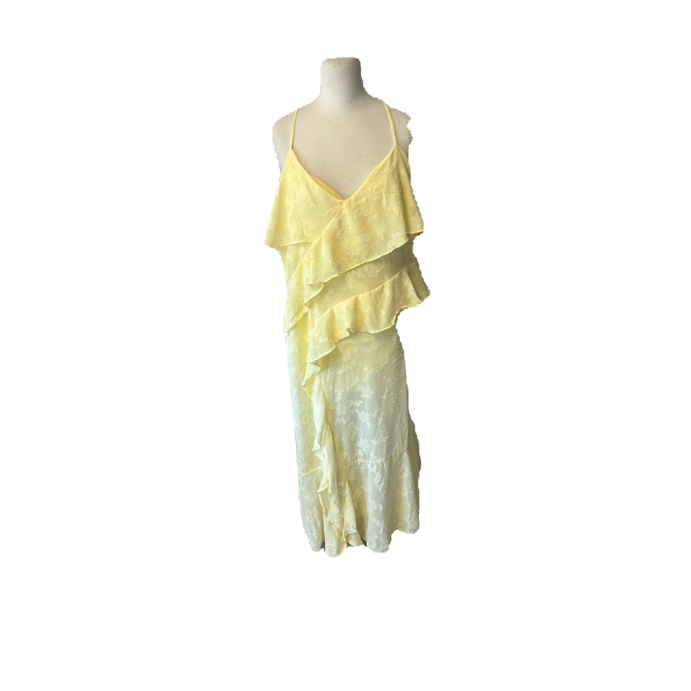 BEAUTIFUL CHEERFUL YELLOW DRESS SIZE XXL NWOT RUFFLES SPAGHETTI ADJUSTABLE STRAP
